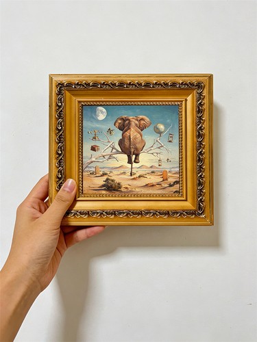 Dipinto olio elefante deserto