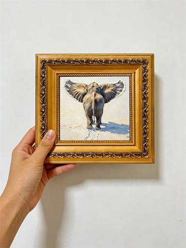 Quadro olio elefante vista